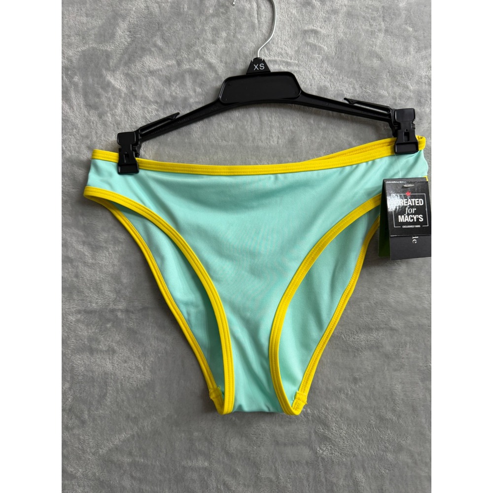 Kate Spade New York Low Tide High Cut Bikini Bottoms Aqua Yellow XS S6C480 - Picture 3 of 7